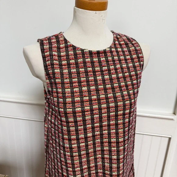 NWT ZARA Plaid Tweed Sleeveless Mini Dress with Pocket Detail Women's Size M - Picture 2 of 7
